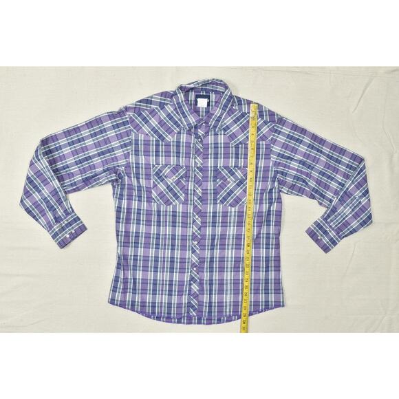Wrangler Men's Western Snap Button Shirt Purple Plaid Regular Size XXL - Picture 3 of 8